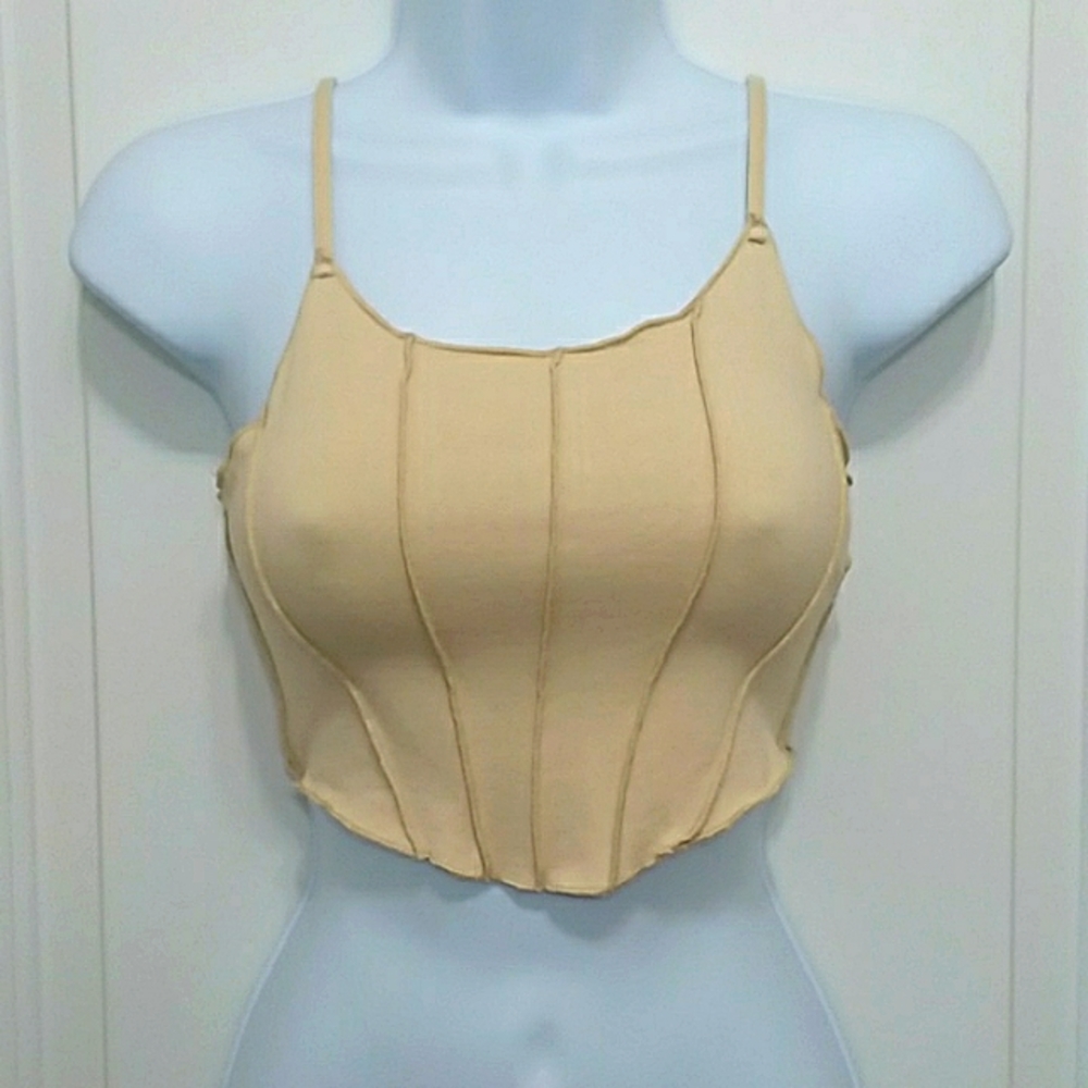 *5/$20* Beige Sexy Bustier Crop Top